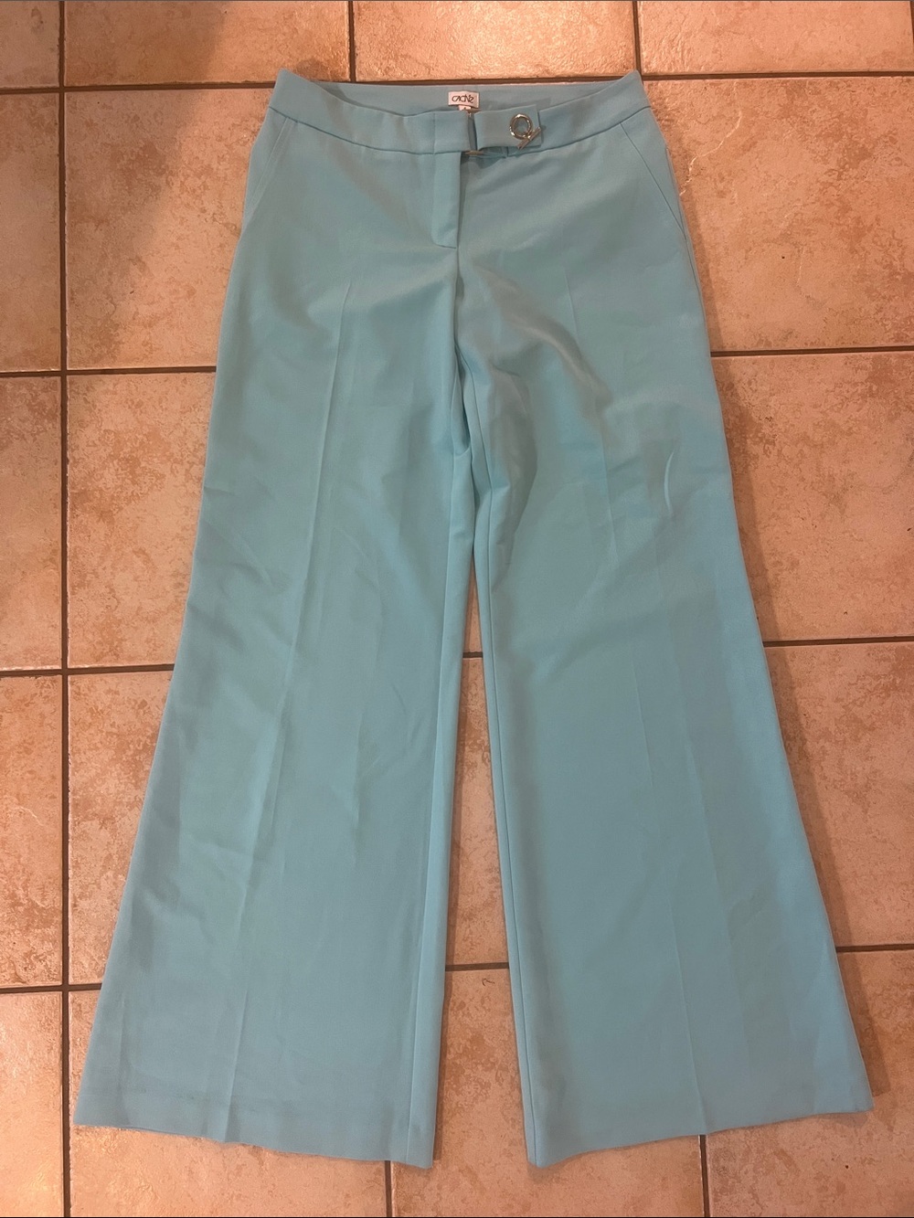 Cache’ Light Blue Turquoise Wide-Leg Trousers, Sz 4